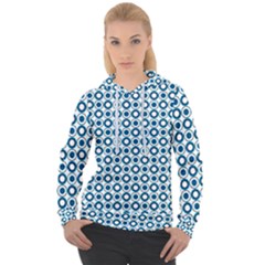 Mazipoodles Dusty Duck Egg Blue White Donuts Polka Dot Women s Overhead Hoodie