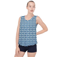 Mazipoodles Dusty Duck Egg Blue White Donuts Polka Dot Bubble Hem Chiffon Tank Top by Mazipoodles