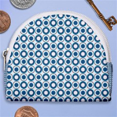 Mazipoodles Dusty Duck Egg Blue White Donuts Polka Dot Horseshoe Style Canvas Pouch by Mazipoodles