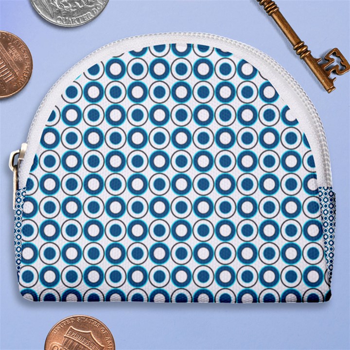 Mazipoodles Dusty Duck Egg Blue White Donuts Polka Dot Horseshoe Style Canvas Pouch