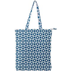 Mazipoodles Dusty Duck Egg Blue White Donuts Polka Dot Double Zip Up Tote Bag by Mazipoodles