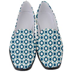 Mazipoodles Dusty Duck Egg Blue White Donuts Polka Dot Women s Classic Loafer Heels by Mazipoodles