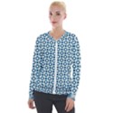 Mazipoodles Dusty Duck Egg Blue White Donuts Polka Dot Velvet Zip Up Jacket View1