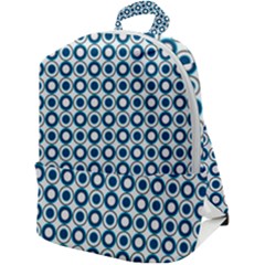 Mazipoodles Dusty Duck Egg Blue White Donuts Polka Dot Zip Up Backpack by Mazipoodles