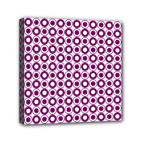 Mazipoodles Magenta White Donuts Polka Dot Mini Canvas 6  X 6  (stretched) by Mazipoodles