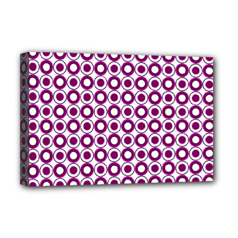 Mazipoodles Magenta White Donuts Polka Dot Deluxe Canvas 18  X 12  (stretched)