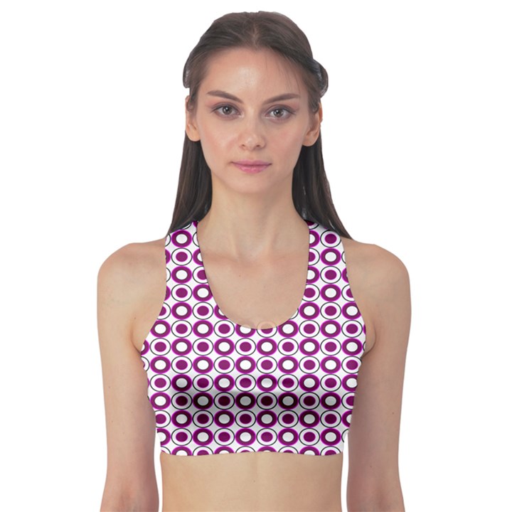 Mazipoodles Magenta White Donuts Polka Dot Fitness Sports Bra