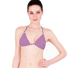 Mazipoodles Magenta White Donuts Polka Dot Classic Bikini Top by Mazipoodles