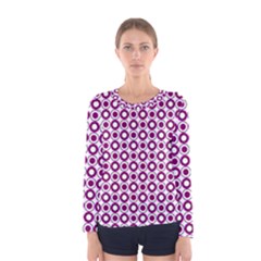 Mazipoodles Magenta White Donuts Polka Dot Women s Long Sleeve Tee