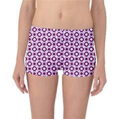 Mazipoodles Magenta White Donuts Polka Dot Boyleg Bikini Bottoms by Mazipoodles