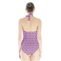 Mazipoodles Magenta White Donuts Polka Dot Halter Swimsuit View2