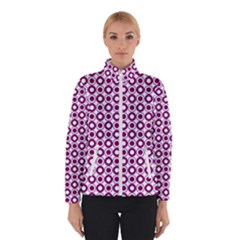 Mazipoodles Magenta White Donuts Polka Dot Women s Bomber Jacket