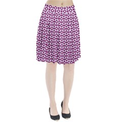 Mazipoodles Magenta White Donuts Polka Dot Pleated Skirt by Mazipoodles