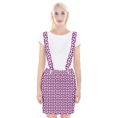 Mazipoodles Magenta White Donuts Polka Dot Braces Suspender Skirt by Mazipoodles