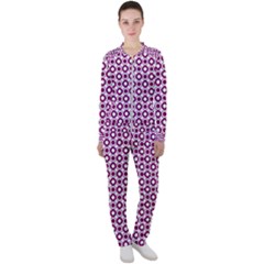 Mazipoodles Magenta White Donuts Polka Dot Casual Jacket And Pants Set by Mazipoodles