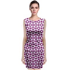 Mazipoodles Magenta White Donuts Polka Dot Sleeveless Velvet Midi Dress