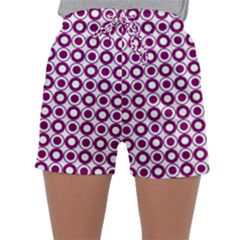 Mazipoodles Magenta White Donuts Polka Dot Sleepwear Shorts by Mazipoodles