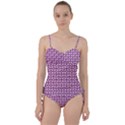 Mazipoodles Magenta White Donuts Polka Dot Sweetheart Tankini Set View1