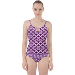 Mazipoodles Magenta White Donuts Polka Dot Cut Out Top Tankini Set by Mazipoodles