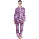 Mazipoodles Magenta White Donuts Polka Dot Women s Long Sleeve Satin Pajamas Set	 View1