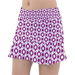 Mazipoodles Magenta White Donuts Polka Dot Classic Tennis Skirt by Mazipoodles