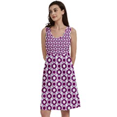 Mazipoodles Magenta White Donuts Polka Dot Classic Skater Dress by Mazipoodles