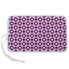 Mazipoodles Magenta White Donuts Polka Dot Pen Storage Case (l) by Mazipoodles