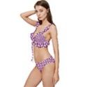 Mazipoodles Magenta White Donuts Polka Dot Low Cut Ruffle Edge Bikini Set View2