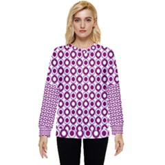 Mazipoodles Magenta White Donuts Polka Dot Hidden Pocket Sweatshirt by Mazipoodles