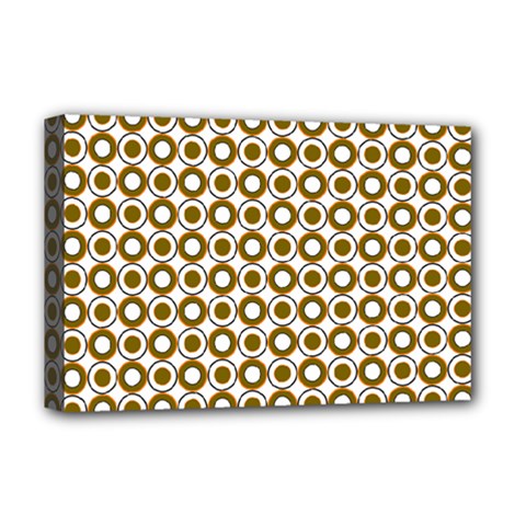 Mazipoodles Olive White Donuts Polka Dot Deluxe Canvas 18  X 12  (stretched) by Mazipoodles