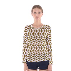 Mazipoodles Olive White Donuts Polka Dot Women s Long Sleeve Tee