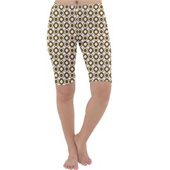 Mazipoodles Olive White Donuts Polka Dot Cropped Leggings  by Mazipoodles