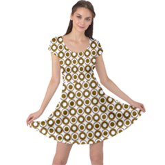 Mazipoodles Olive White Donuts Polka Dot Cap Sleeve Dress by Mazipoodles