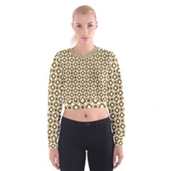 Mazipoodles Olive White Donuts Polka Dot Cropped Sweatshirt by Mazipoodles