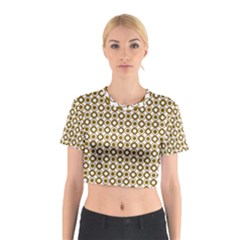 Mazipoodles Olive White Donuts Polka Dot Cotton Crop Top by Mazipoodles