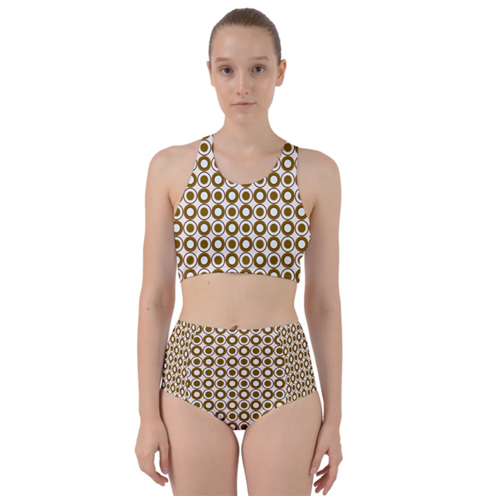 Mazipoodles Olive White Donuts Polka Dot Racer Back Bikini Set