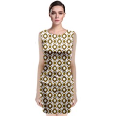 Mazipoodles Olive White Donuts Polka Dot Sleeveless Velvet Midi Dress