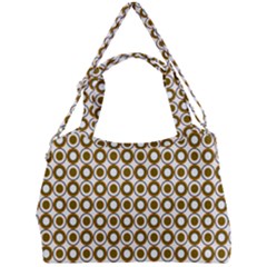 Mazipoodles Olive White Donuts Polka Dot Double Compartment Shoulder Bag by Mazipoodles