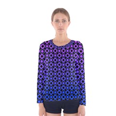 Mazipoodles Purple Pink Gradient Donuts Polka Dot Women s Long Sleeve Tee