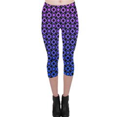 Mazipoodles Purple Pink Gradient Donuts Polka Dot Capri Leggings  by Mazipoodles