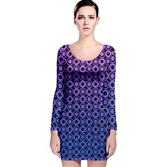 Mazipoodles Purple Pink Gradient Donuts Polka Dot Long Sleeve Velvet Bodycon Dress