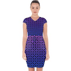 Mazipoodles Purple Pink Gradient Donuts Polka Dot Capsleeve Drawstring Dress  by Mazipoodles