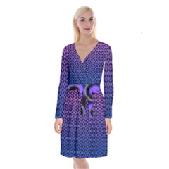 Mazipoodles Purple Pink Gradient Donuts Polka Dot Long Sleeve Velvet Front Wrap Dress by Mazipoodles