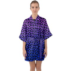 Mazipoodles Purple Pink Gradient Donuts Polka Dot Half Sleeve Satin Kimono  by Mazipoodles