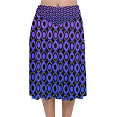 Mazipoodles Purple Pink Gradient Donuts Polka Dot Velvet Flared Midi Skirt by Mazipoodles