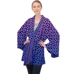 Mazipoodles Purple Pink Gradient Donuts Polka Dot Long Sleeve Velvet Kimono  by Mazipoodles