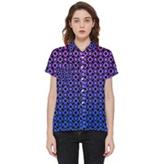 Mazipoodles Purple Pink Gradient Donuts Polka Dot Short Sleeve Pocket Shirt by Mazipoodles