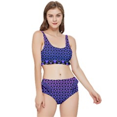 Mazipoodles Purple Pink Gradient Donuts Polka Dot Frilly Bikini Set by Mazipoodles