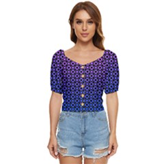 Mazipoodles Purple Pink Gradient Donuts Polka Dot Button Up Blouse