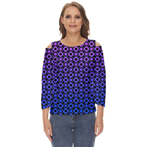 Mazipoodles Purple Pink Gradient Donuts Polka Dot Cut Out Wide Sleeve Top by Mazipoodles